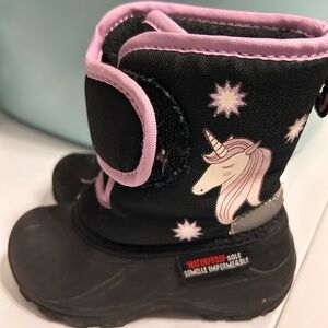 Unicorn Black and Pink Kids Boots